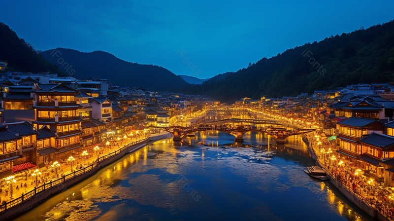 凤凰古城夜景,高清,摄影图,摄影图片,图片大全,摄影图免费下载